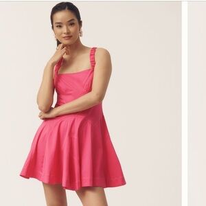 NWT Anthropologie Elegant Pink Sleeveless Drop-Waist A-Line Mini Dress